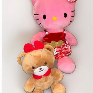 Build A Bear Hello Kitty HOLLY JOLLY & Tiny CHUM With Dress Nwt